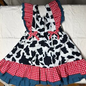 Cow Print Dress with Red and Blue Accents. New BB8